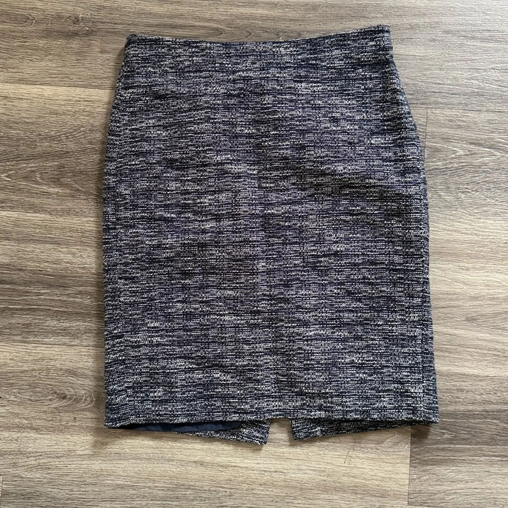 J. Crew Black and White Tweed Set Two Piece Skirt Suit Size XS Cotton Blend